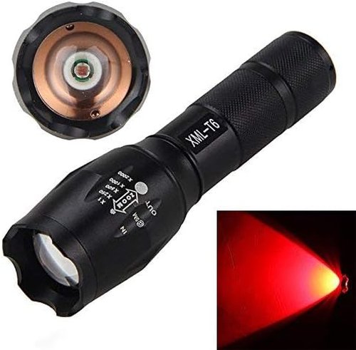 BESTSUN 350 Yard Red Light Predator Light Zoomable Long Range Night Hunting Coyote Varmint Light Tactical Hunting Led Flashlight with Pressure Switch, Picatinny & Scope Mounts, Rechargeable Batteries