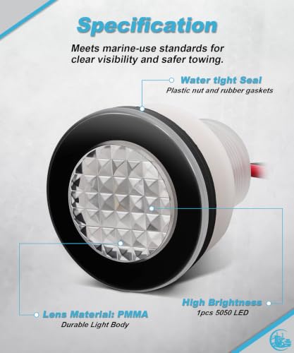 Blue Waterproof Marine LED Lights for Boats Livewell & Exterior Use - Pack of 4