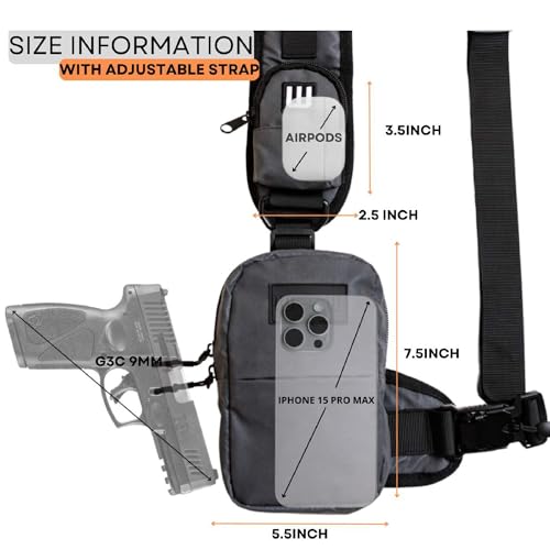 Grey Mini Sling Bag for Men and Women Crossbody Travel Backpack with Adjustable Shoulder Straps