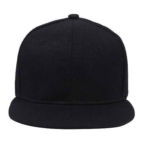 Boolavard Classic Snapback Hat Cap Hip Hop Style Flat Bill Blank Solid Color Adjustable Size