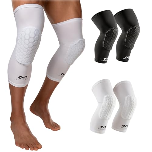 White Medium Knee Compression Sleeves for Basketball, Volleyball, Weightlifting - Pair of Leg Support