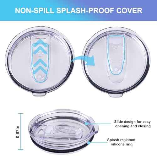 2 Replacement Lids for 20oz Stainless Steel Tumbler Lids-Replaces Only Covers With a Top Diameter of 3.4 inches£¨Bottom Diameter of 3.23 inches£©