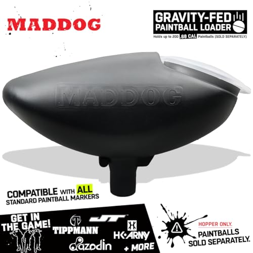 Maddog 200 Round Paintball Loader ? .68 Cal Gravity-Fed Hopper | Universal Paintball Marker Accessory
