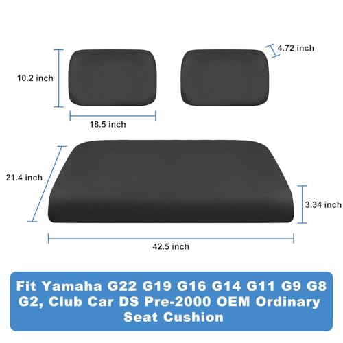 Golf Cart Seat Covers Set for Yamaha G22 G19 G16 G14 G11 G9 G8 G2 Club Car DS Pre-2000 Black