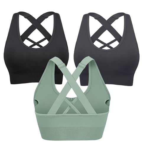 High Support Adjustable Sports Bras for Women - Padded Workout & Yoga Bras Pack