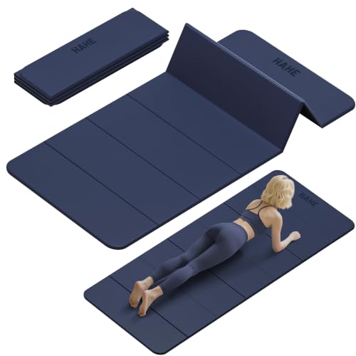 Foldable Yoga Mat 74" x 32" x 0.3" with Dual-Sided Non-Slip Surface - Navy Blue