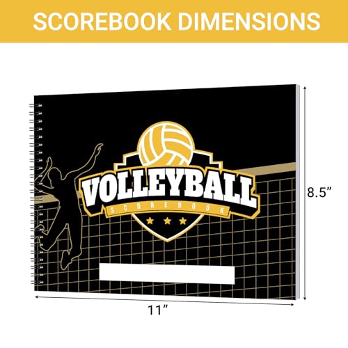 8.5x11 Inch Volleyball Scorebook 3 Pack - 30 Match Stats Book for Coaches & Teams