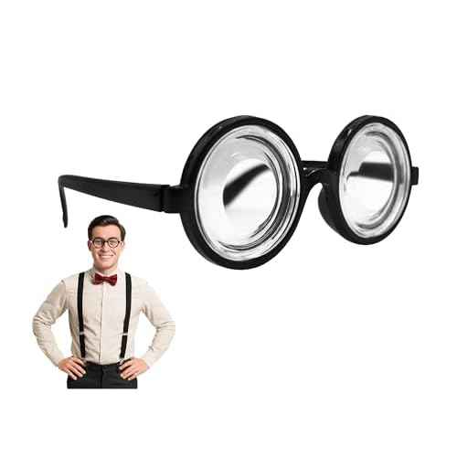 Nicky Bigs Novelties Adult Round Bubble Thick Lensed Nerd Eye Glasses Geek Specs Fake Plastic Costume Prop