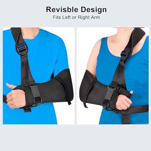 Adult Arm Sling Shoulder Immobilizer with Waist Strap Sling for Arm Shoulder Elbow Wrist Injury Torn Rotator Cuff Support Broken & Fractured Bones Fits for Left Right Arm Women Men