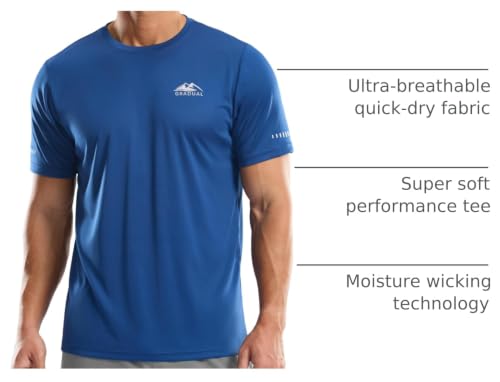 Men's UPF 50+ Sun Protection Swim Shirt Rash Guard - Medium Royal Blue