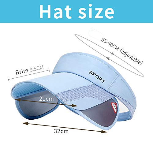 Women’s Summer Sun Visor Hat with Retractable Brim - Blue, UV Protection, Adjustable Golf & Beach Hat
