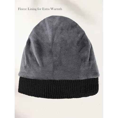 Unisex Winter Beanie with Fixed Goggles, Double-Layer Knit Hat with Soft Fleece Lining, Warm Windproof Skull Cap