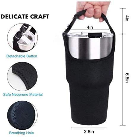 (Black, 30 oz) 20oz 30oz Tumbler Carrier Holder Water Bottle Handle Bag for yeti,rtic,Ozark Trail Tumbler and More Travel to-Go Cups Bottles