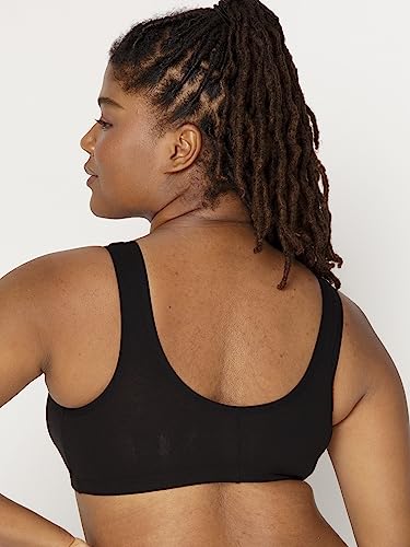 Women’s Comfort Front Close Sport Bra with Mesh Straps - Black & Sand, Size 44