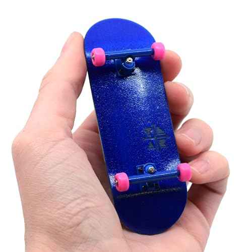Teak Tuning 32mm Fingerboard Complete - Fully Assembled with Pro Level Components - Pro Shaped Wooden Deck (32x97mm), UltraSpin Bearing Wheels, Prodigy Gen2 Trucks - Blue & Pink