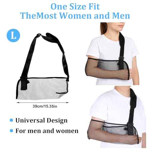 Mesh Arm Shoulder Sling, Breathable Shoulder Immobilizer Shower Adjustable Suitable for Left And Right Arms Comfort Type Men Women Elbow Wrist (Black)