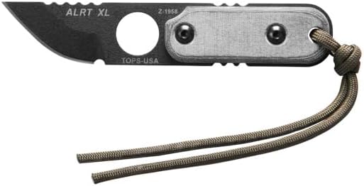 Tops Knives ALRT XL 05 Fixed Blade-Black Traction Coating Finish- Black Kydex Sheath w/Neck Landyard