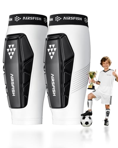 Kids Soccer Shin Guards for Youth - White Small Impact Protection