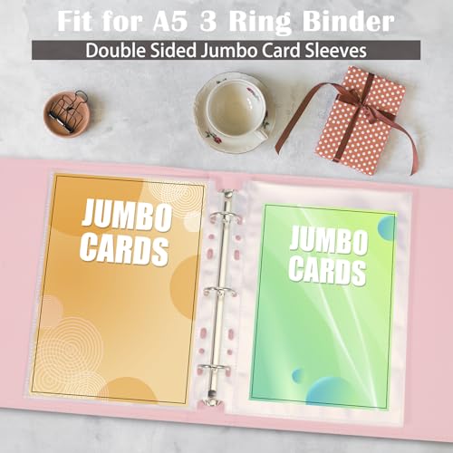 50 Pack Jumbo Card Sleeves for A5 3/6 Ring Binders, 5.7 x 7.9 Inch Clear Top-Loading Protectors - Double-Sided, Water-Resistant