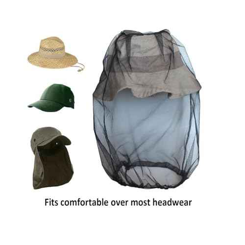 4pack Mosquito Head Net Mesh, Bug Net for Head, Hats with Netting for Men Women,Insect Shield Face Mask Cover for Camping, Hiking, Fishing, Gardening