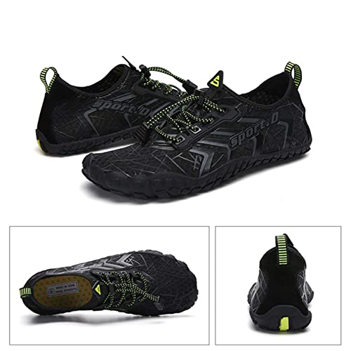 Water Shoes for Men and Women - Quick Dry Barefoot Hiking & Swimming Shoes - Black, 14 Women / 12 Men