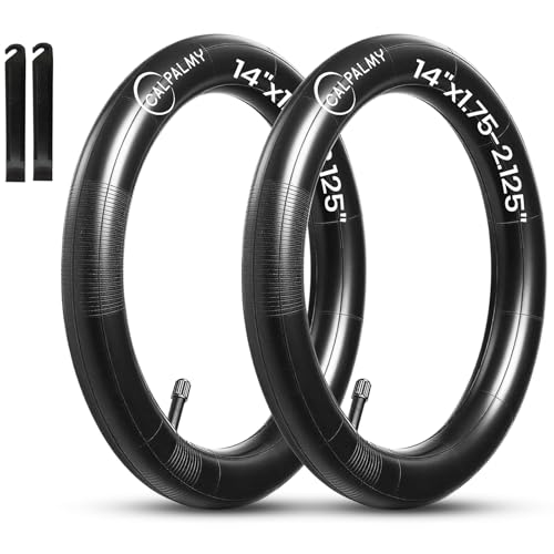 14-Inch Kids Bike Inner Tube 1.75-2.125 with Schrader Valve - 2 Pack, Standard & Levers