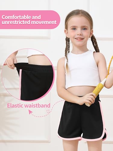 Resinta 4-Pack Toddler Girls Athletic Shorts - Quick Dry Dolphin Gym Shorts - 2T, Black Blue Pink Purple