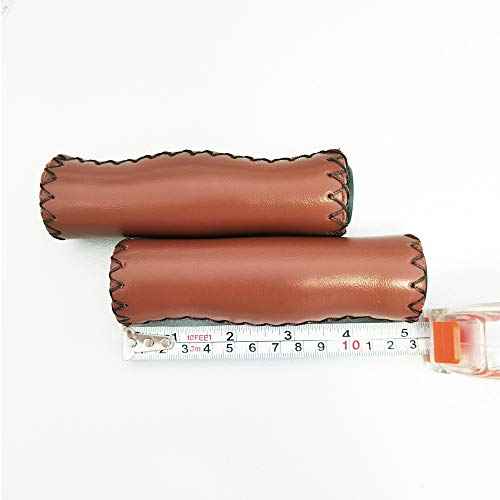Brown Beach Cruiser Bike Bicycle Soft Synthetic Leather Handlebar Cover Grips Bar with End Cap and Needle