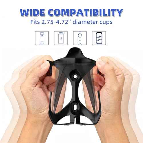 CITOOTY Bike Water Bottle Holder - 2 Pcs Ultralight Bicycle Cup Holder Cage with Screws Tool, Universal Resin Cycling Bottle Rack Brackets for Road MTB Mountain Bike, Fits for 2.75-3.94" Diameter Cup