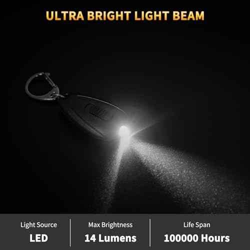 RISEMART Keychain Flashlight, Portable Mini Keychain Light Pack of 5, 14 Lumens Bright LED Key Ring light for Ourdoor Camping Emergency Hiking