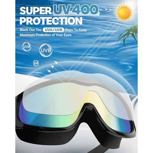 Polarized Swim Goggles, Anti UV & Fog Swimming Goggles for Adult, Unisex No Leaking Swimming Goggle for Men Women Youth
