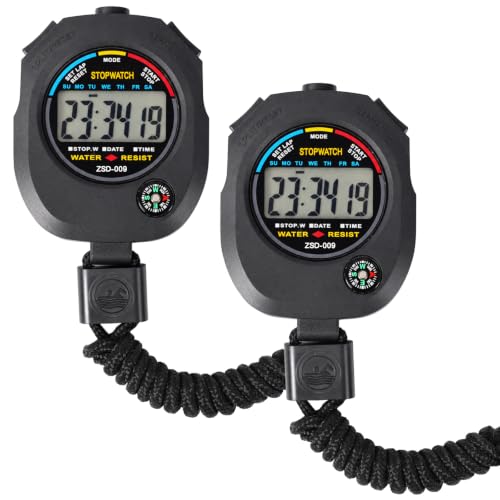 2 Pack Digital Sports Stopwatch Timer for Running Swimming & Coaching