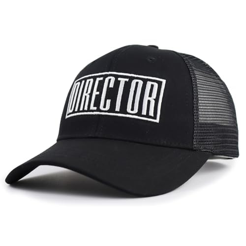 Director Trucker Hats for Men Women, Embroidered Adjustable Cotton Mesh Snapback Baseball Cap