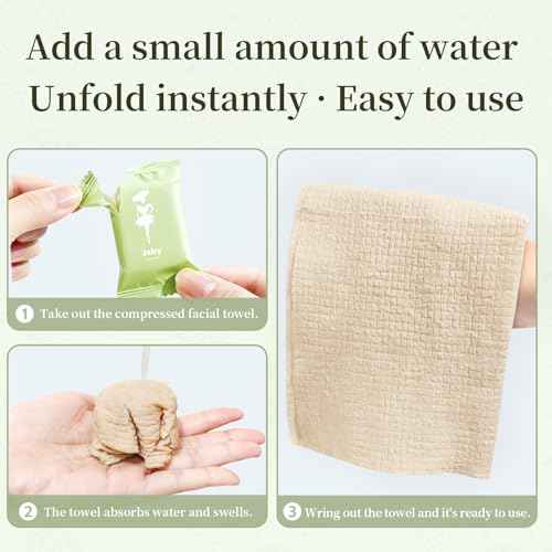 Compressed Bamboo Towels, Unbleached Natural Color, Softer & Thicker, Eco-Friendly & Lint-Free Disposable Washcloths for Travel, Camping, Gym, Hiking, Home Use