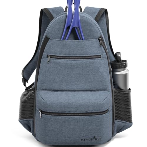 Athletico City Tennis Bag Gray - Padded Racket Compartment & Large Storage