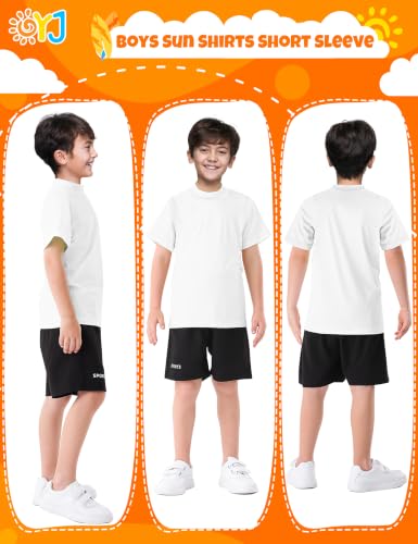 Toddler Boys UPF 50 Short Sleeve Swim Shirt - White 3T Rash Guard for Water Sun Protection