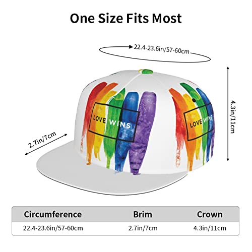 Rainbow Pride LGBT Baseball Cap Flat Bill Adjustable Strapback Hat Men Women