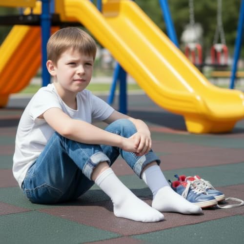 Kids Socks 12 Pairs Crew Socks for Boys Girls 4-6 Years White Black Gray - Duufin