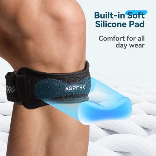 AGPTEK Plus Size Knee Brace for Women & Men, Pain Relief Patella Tendon Knee Strap 2 Pack, Adjustable Knee Support Band for Running Weightlifting Baseball Tennis Volleyball Jogging Bicycle Climbing, 20.87-27.56in