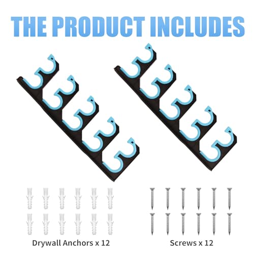 Fishing Rod Holders for Garage Wall & Ceiling Storage - Holds 10 Rods with Soft Pads - 1 Pack