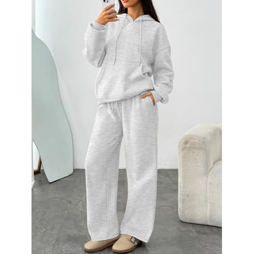 Trendy Queen Womens 2 Piece Outfits Lounge Fall Fashion Sets Oversized Sweatshirts Wide Leg Pants Sweatsuits Winter Clothes