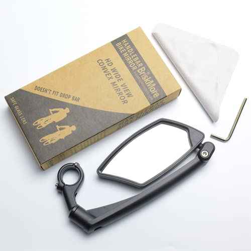 Handlebar Bike Mirror, Scratch Resistant Glass Lens, Ajustable and Rotatable Safe Rearview Bicycle Mirror
