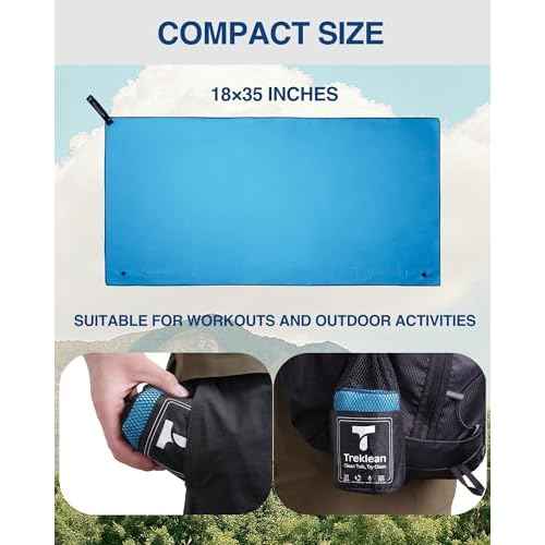 Quick Dry Towel for Body,35" x 18" Travel Towel Fast Drying Lightweight Camping Towel for Swimming,Gym,Yoga and Other Sports(Hawaiian Blue,1 Pack)