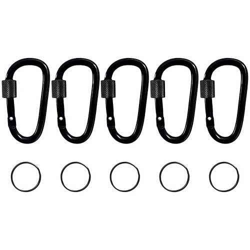 5 Pack D-Ring Carabiner Keychains with Key Rings ? Perfect for Camping, Fishing, Hiking, and Outdoor Adventures