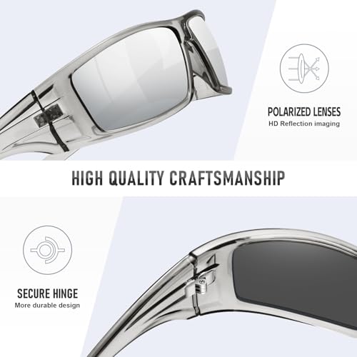 Polarized Sports Sunglasses for Men Women Unbreakable Frame Cycling Fishing Wrap Around Sunglasses UV400 Protection