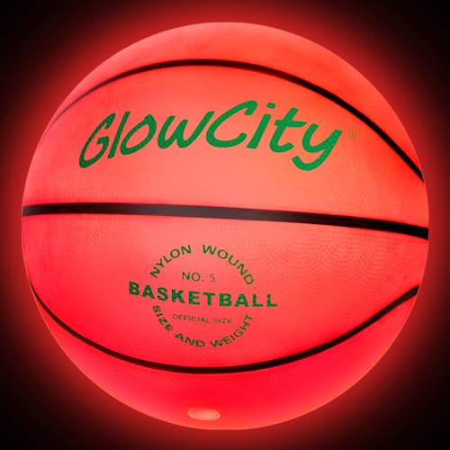 GlowCity Glow in The Dark Basketball Size 5 Rubber No Pump - Night Outdoor Sports Toy