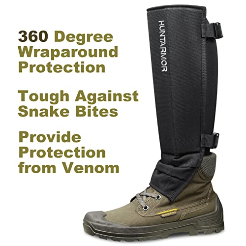 Dark Black EVA Snake Gaiters with Hard Protective Shell - Hunting, Hiking, Camping Gear