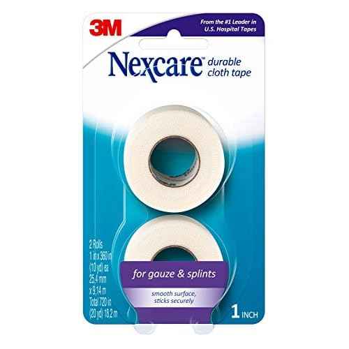 Nexcare Durable Cloth Tape, Woven Tape, Securely Holds Bulky Wound Dressing - 1 In x 10 Yds, 2 Rolls of Tape