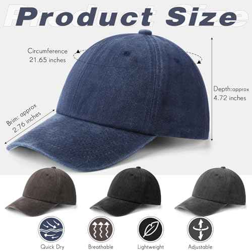 Geyoga 4 Pieces Washed Cotton Baseball Cap Adjustable Twill Plain Hat Unisex Baseball Cap Vintage Hat