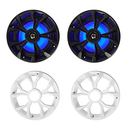 Rockville RKL65MBW (2) 6.5" 700W Marine Speakers, 4 Ohm, LED Lights, CEA Compliant, Coaxial, Waterproof, Black/White Grilles for Boats, ATVs, UTVs